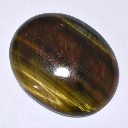 Tiger's eye multicolor natural de 24,66 ct, corte óvalo, opaco