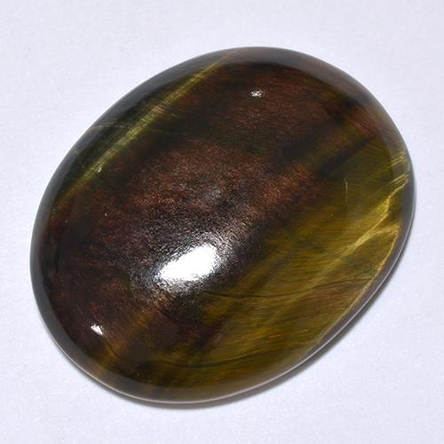 Tiger's eye multicolor natural de 24,66 ct, corte óvalo, opaco