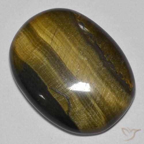 Ojo de Tigre Marrón oro natural de 22.23 ct, Ovalada, Opaco
