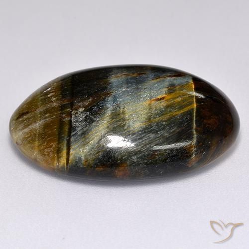 Ojo de Tigre Marrón oro natural de 20.43 ct, Ovalada, Opaco