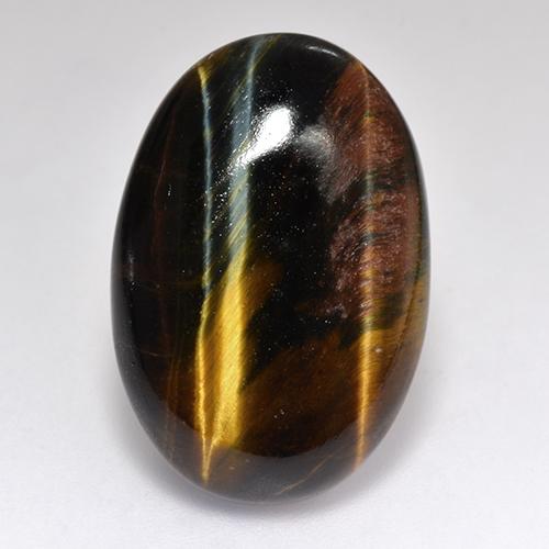 Tiger's eye multicolor natural de 18,46 ct, corte óvalo, opaco