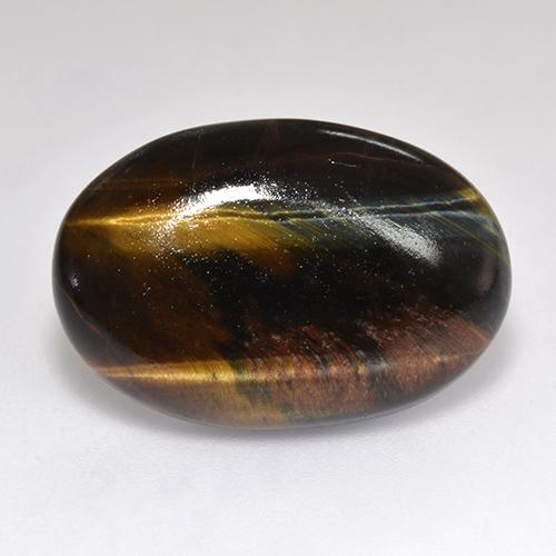 Tiger's eye multicolor natural de 18,46 ct, corte óvalo, opaco