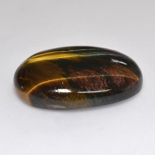 Tiger's eye multicolor natural de 18,46 ct, corte óvalo, opaco