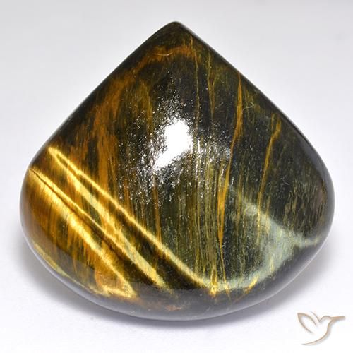 Ojo de Tigre Marrón oro natural de 45.55 ct, En forma de pera, Opaco