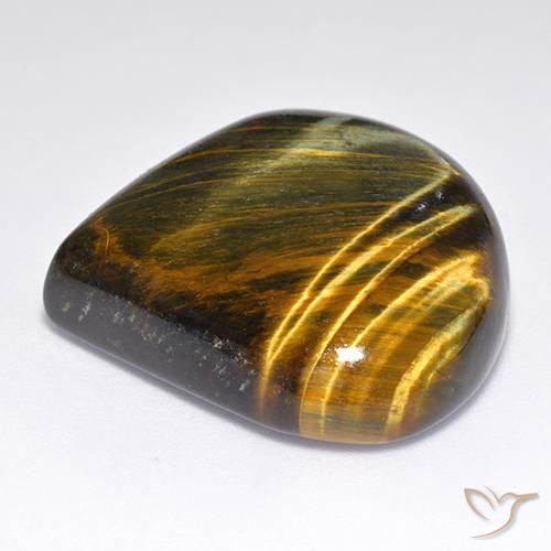 Ojo de Tigre Marrón oro natural de 45.55 ct, En forma de pera, Opaco
