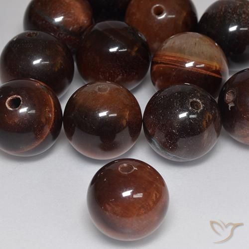 Ojo de Tigre Marrón medio natural de 12.26 ct, Esfera / Bola, Opaco