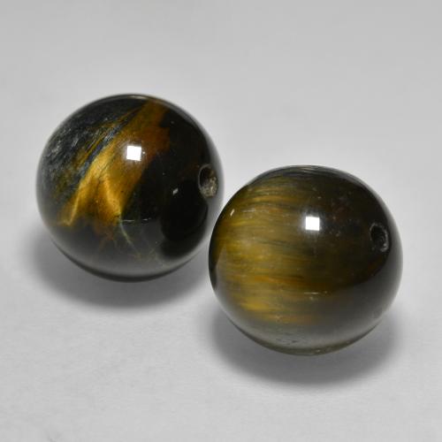 Gemas de tiger's eye marrón natural de 24,57 ct, esfera / bola, opaco