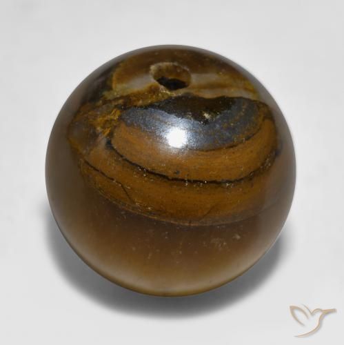 Tiger's eye marrón natural de 11,89 ct, esfera / bola, opaco