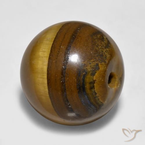 Tiger's eye marrón natural de 11,89 ct, esfera / bola, opaco
