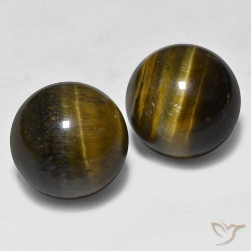 Gemas de Ojo de Tigre Marrón dorado natural de 24.43 ct, Esfera / Bola, Opaco