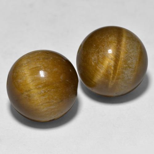 Gemas de tiger's eye marrón natural de 24,29 ct, esfera / bola, opaco