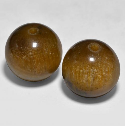 Gemas de tiger's eye marrón natural de 24,29 ct, esfera / bola, opaco