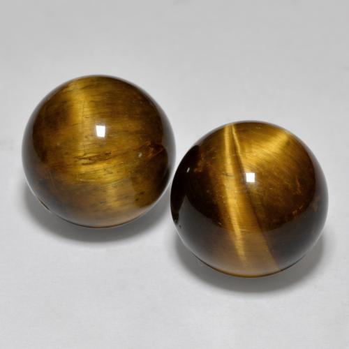 Gemas de ojo de tigre marrón natural de 24,83 ct, esfera / bola, opaco