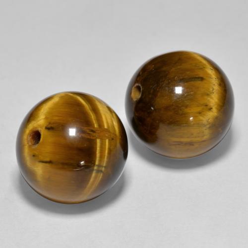 Gemas de ojo de tigre marrón natural de 24,83 ct, esfera / bola, opaco