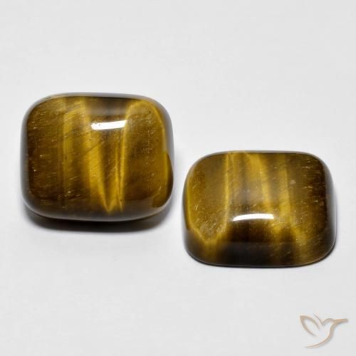 17.05ctw Natural Medium Dark-Brown Ojo de Tigre, Forma Cojín, Opaco