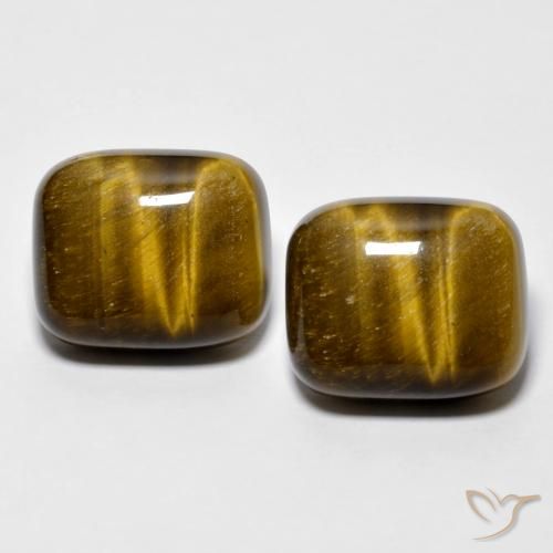 Gemas de Ojo de Tigre Medium Dark-Brown natural de 17.05 ct, Forma Cojín, Opaco