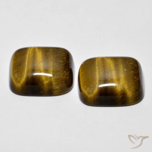 Gemas de Ojo de Tigre Medium Dark-Brown natural de 17.05 ct, Forma Cojín, Opaco