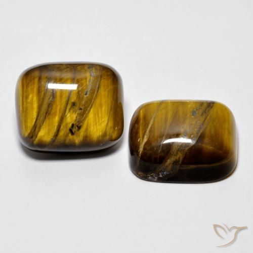 Gemas de Ojo de Tigre Medium Dark-Brown natural de 18.08 ct, Forma Cojín, Opaco