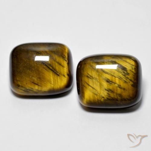 16.97ctw Natural Medium Dark-Brown Ojo de Tigre, Forma Cojín, Opaco
