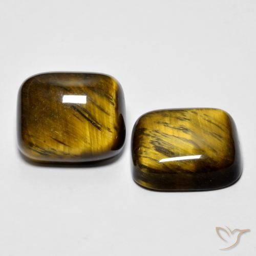 Gemas de Ojo de Tigre Medium Dark-Brown natural de 16.97 ct, Forma Cojín, Opaco