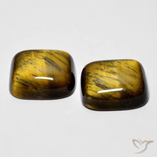Gemas de Ojo de Tigre Medium Dark-Brown natural de 16.97 ct, Forma Cojín, Opaco