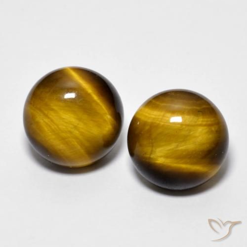 7.78ctw Natural Marrón dorado Ojo de Tigre, Redondo, Opaco