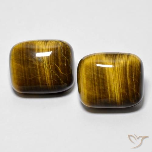 Gemas de tiger's eye marrón natural de 18,15 ct, corte cojín, opaco