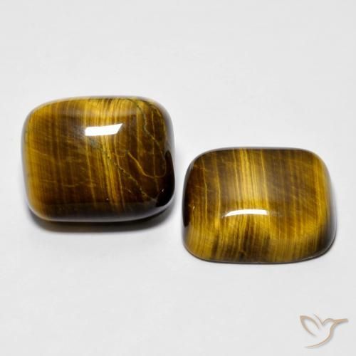 Gemas de tiger's eye marrón natural de 18,15 ct, corte cojín, opaco