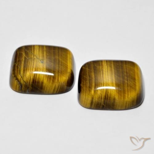Gemas de tiger's eye marrón natural de 18,15 ct, corte cojín, opaco