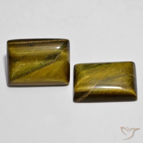 Gemas de Ojo de Tigre Marrón cálido natural de 24.23 ct, Corte Baguette, Opaco