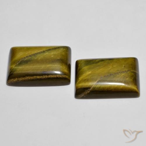 Gemas de Ojo de Tigre Marrón cálido natural de 24.23 ct, Corte Baguette, Opaco