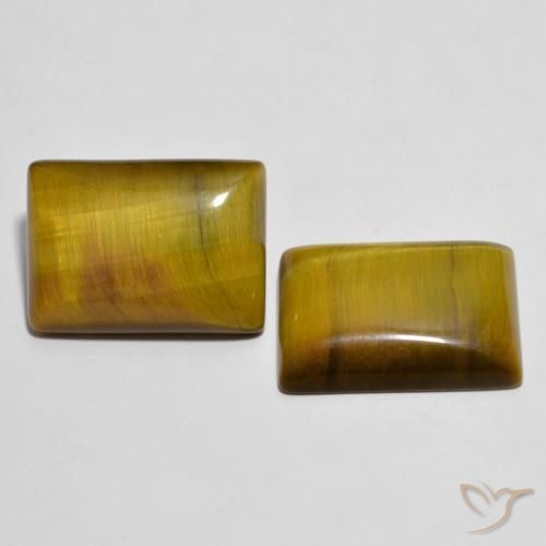 Gemas de Ojo de Tigre Marrón dorado natural de 22.19 ct, Corte Baguette, Opaco