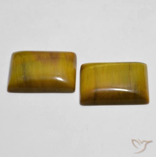Gemas de Ojo de Tigre Marrón dorado natural de 22.19 ct, Corte Baguette, Opaco