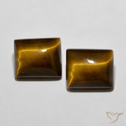 12.53ctw Natural Marrón amarillento Ojo de Tigre, Corte Baguette, Opaco