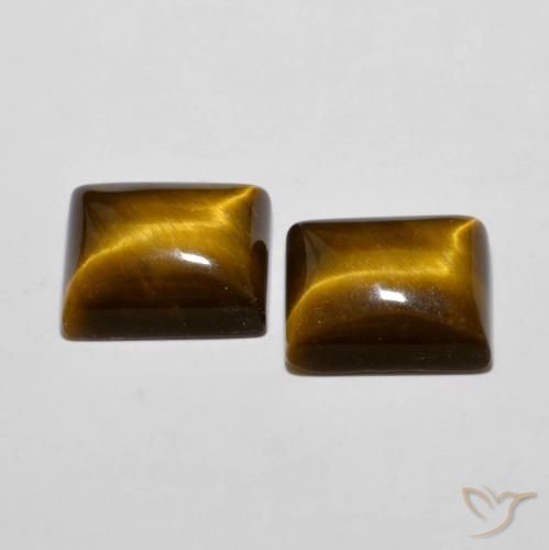 Gemas de Ojo de Tigre Marrón amarillento natural de 12.53 ct, Corte Baguette, Opaco