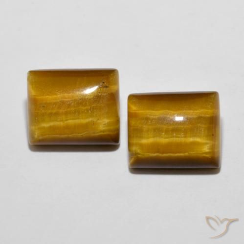 12.38ctw Natural Marrón amarillento Ojo de Tigre, Corte Baguette, Opaco