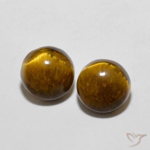3.89ctw Natural Marrón dorado Ojo de Tigre, Redondo, Opaco