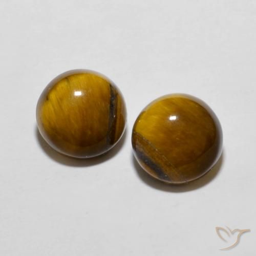 3.99ctw Natural Marrón amarillento Ojo de Tigre, Redondo, Opaco