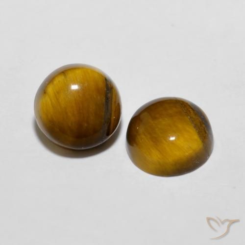 Gemas de Ojo de Tigre Marrón amarillento natural de 3.99 ct, Redondo, Opaco