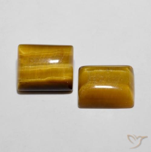 Gemas de Ojo de Tigre Marrón medio natural de 11.89 ct, Corte Baguette, Opaco