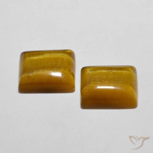 Gemas de Ojo de Tigre Marrón medio natural de 11.89 ct, Corte Baguette, Opaco
