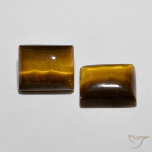 Gemas de Ojo de Tigre Marrón dorado natural de 12.19 ct, Corte Baguette, Opaco