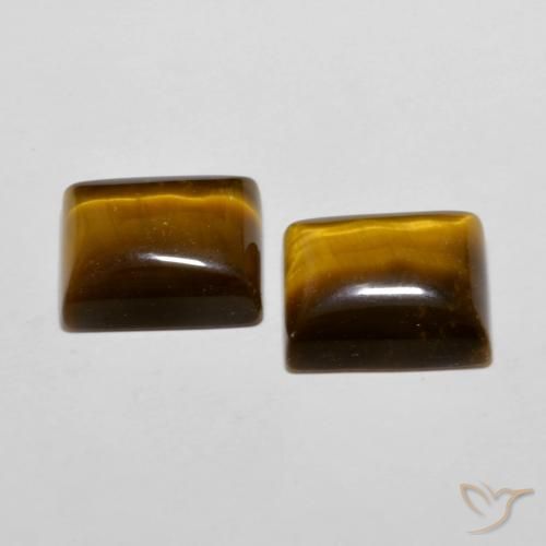 Gemas de Ojo de Tigre Marrón dorado natural de 12.19 ct, Corte Baguette, Opaco