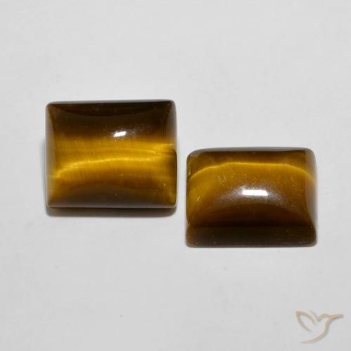 Gemas de Ojo de Tigre Marrón amarillento natural de 12.36 ct, Corte Baguette, Opaco