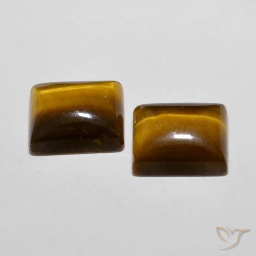 Gemas de Ojo de Tigre Marrón amarillento natural de 12.36 ct, Corte Baguette, Opaco