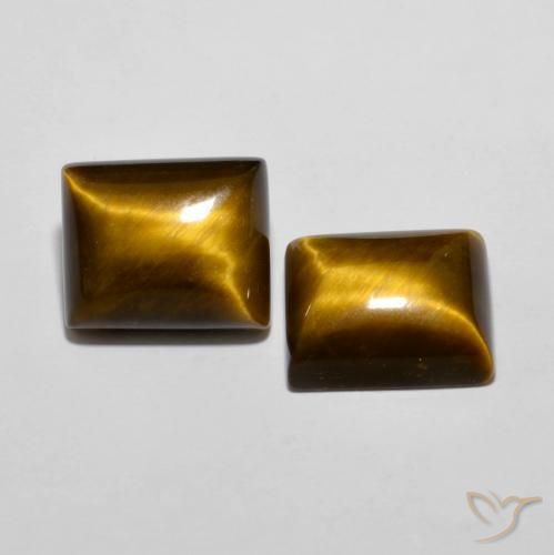 Gemas de Ojo de Tigre Marrón amarillento natural de 12.57 ct, Corte Baguette, Opaco