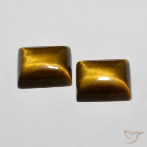 Gemas de Ojo de Tigre Marrón amarillento natural de 12.57 ct, Corte Baguette, Opaco