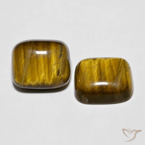 Gemas de Ojo de Tigre Marrón cálido natural de 18.45 ct, Forma Cojín, Opaco