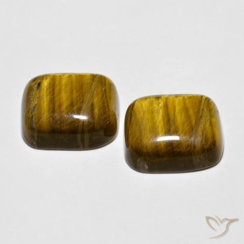 Gemas de Ojo de Tigre Marrón cálido natural de 18.45 ct, Forma Cojín, Opaco