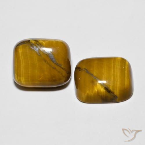 Gemas de Ojo de Tigre Marrón cálido natural de 17.17 ct, Forma Cojín, Opaco